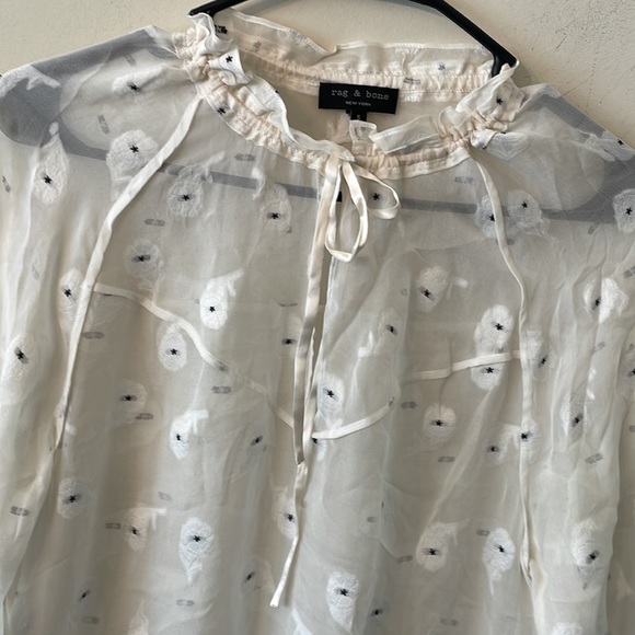 Rag & Bone Bennett sheer Floral Tie-Sleeve Top - Picture 4 of 5